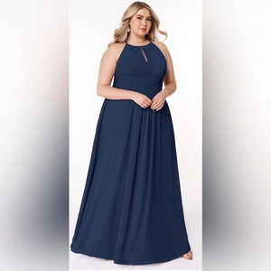 Azazie Bonnie Bridesmaid Dress Navy Size A20 Unaltered